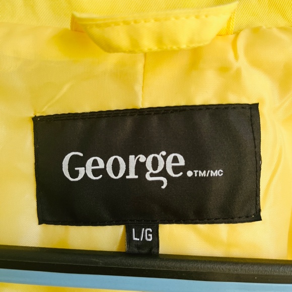 GEORGE Yellow Double-Breasted Trench Coat Belted Cotton Windbreaker Jacket L - Picture 5 of 17